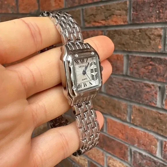 Panthere Classic Rectangle Gold Stainless Steel Watch
